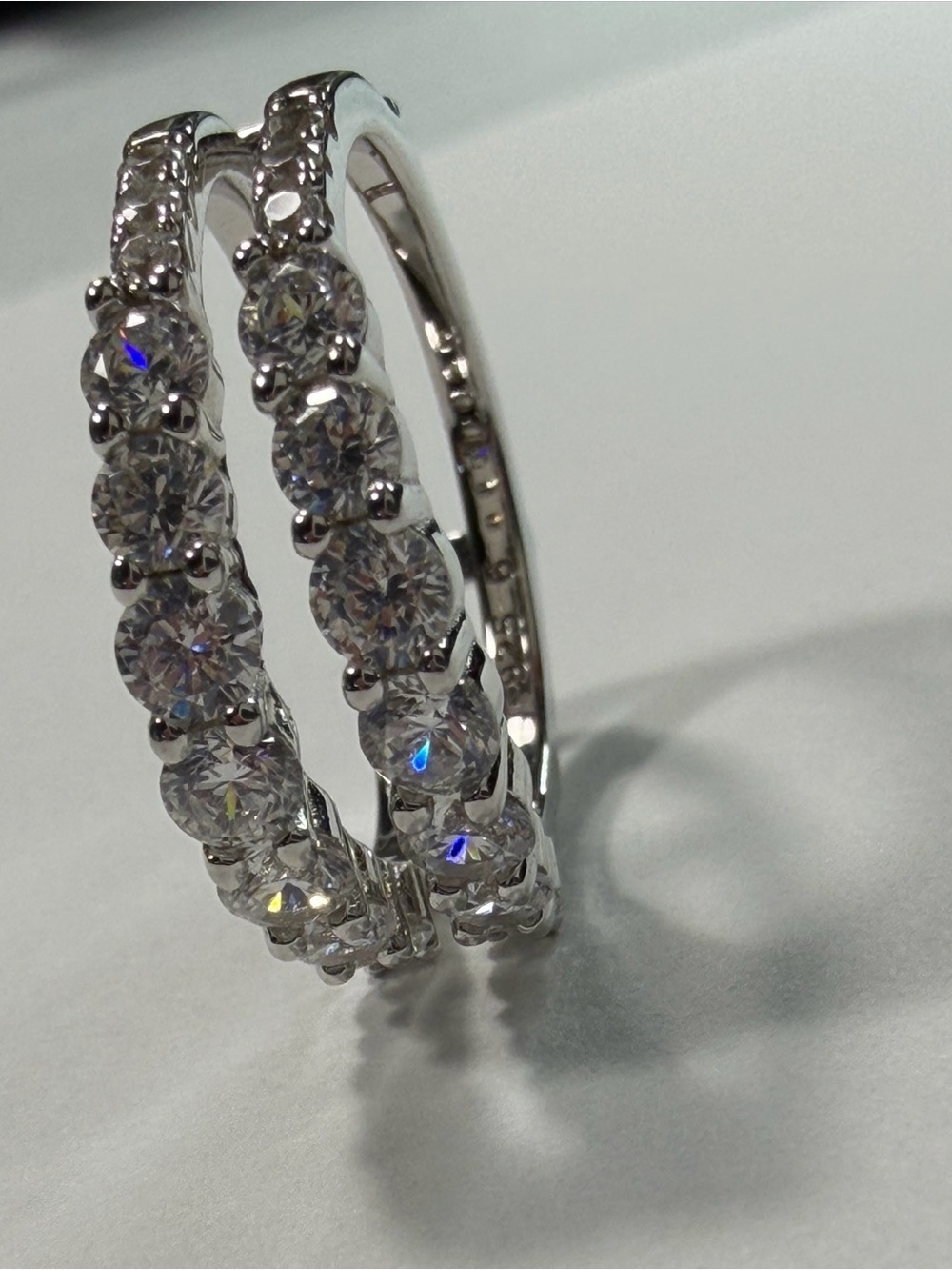 Classic Silver-Tone Crystal Hoop Earrings - White